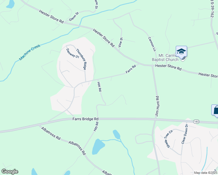 map of restaurants, bars, coffee shops, grocery stores, and more near 610 Farrs Road in Easley