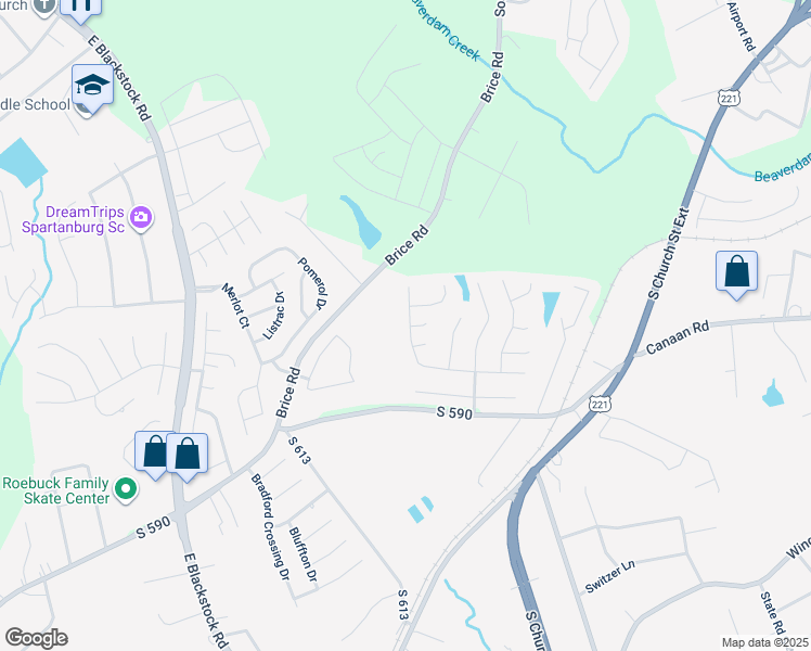 map of restaurants, bars, coffee shops, grocery stores, and more near 667 West Heatherstone Lane in Roebuck