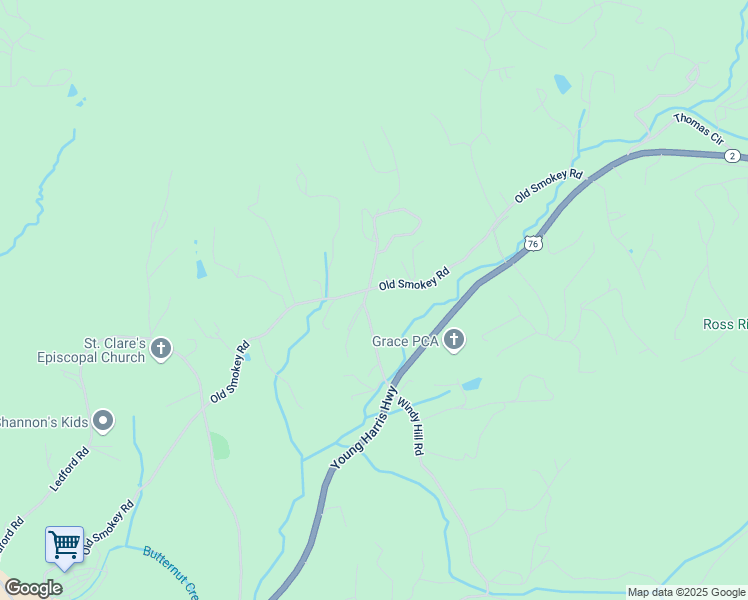 map of restaurants, bars, coffee shops, grocery stores, and more near 1365 Old Smokey Road in Blairsville