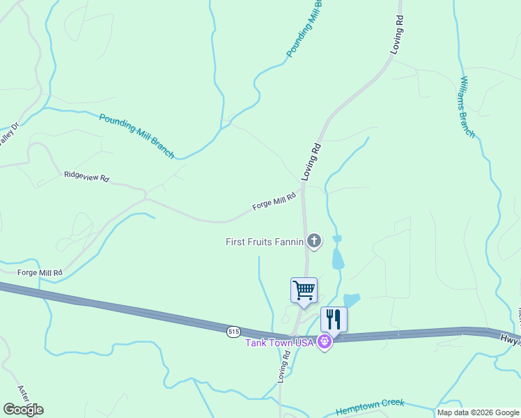 map of restaurants, bars, coffee shops, grocery stores, and more near 2386 Forge Mill Road in Morganton