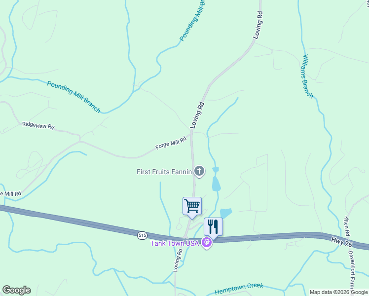 map of restaurants, bars, coffee shops, grocery stores, and more near 2537 Forge Mill Road in Morganton