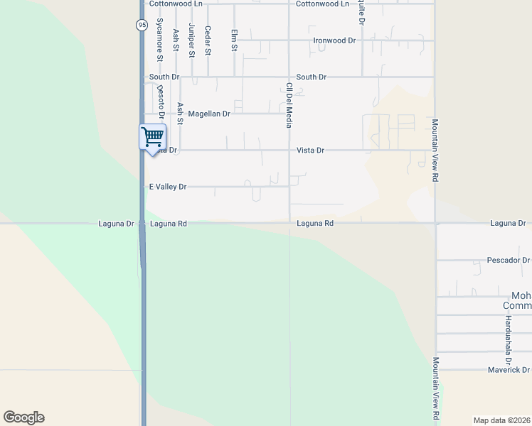 map of restaurants, bars, coffee shops, grocery stores, and more near 1685 Laguna Road in Mohave Valley