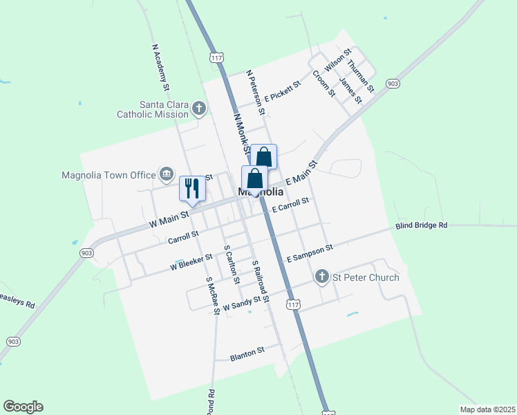 map of restaurants, bars, coffee shops, grocery stores, and more near in Magnolia