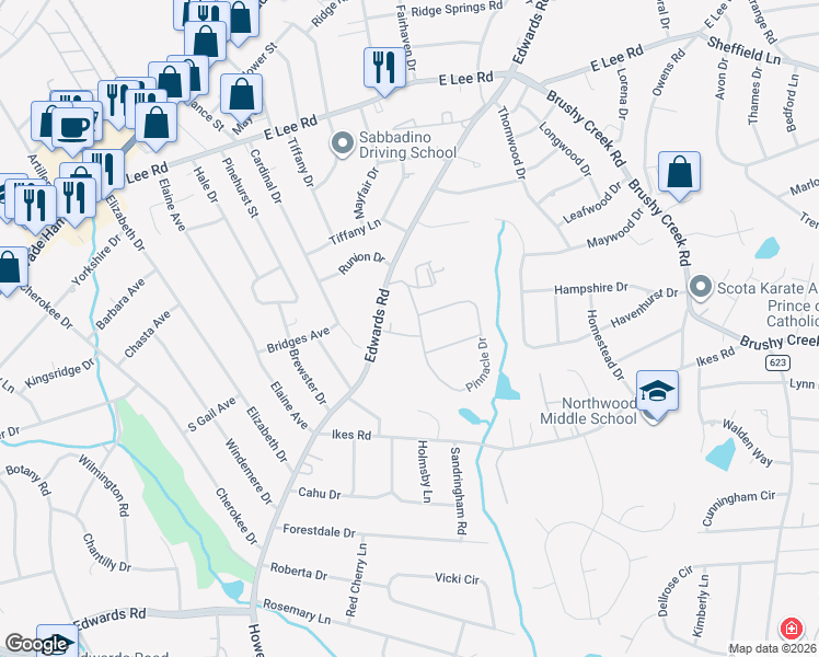 map of restaurants, bars, coffee shops, grocery stores, and more near 7 Everest Street in Taylors