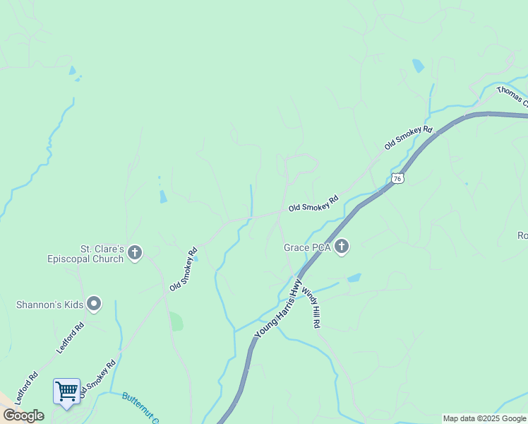 map of restaurants, bars, coffee shops, grocery stores, and more near 1257 Old Smokey Road in Blairsville