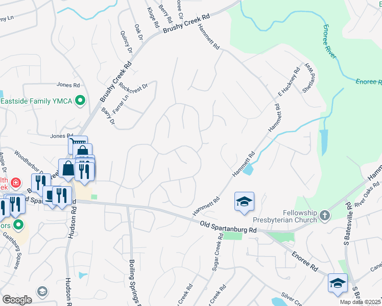 map of restaurants, bars, coffee shops, grocery stores, and more near 513 East Silverleaf Street in Greer