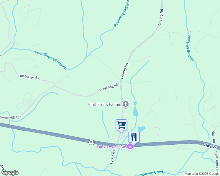 map of restaurants, bars, coffee shops, grocery stores, and more near 2386 Forge Mill Road in Morganton