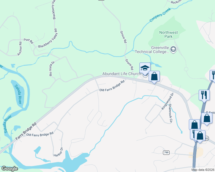map of restaurants, bars, coffee shops, grocery stores, and more near 112 Saluda Ridge in Greenville
