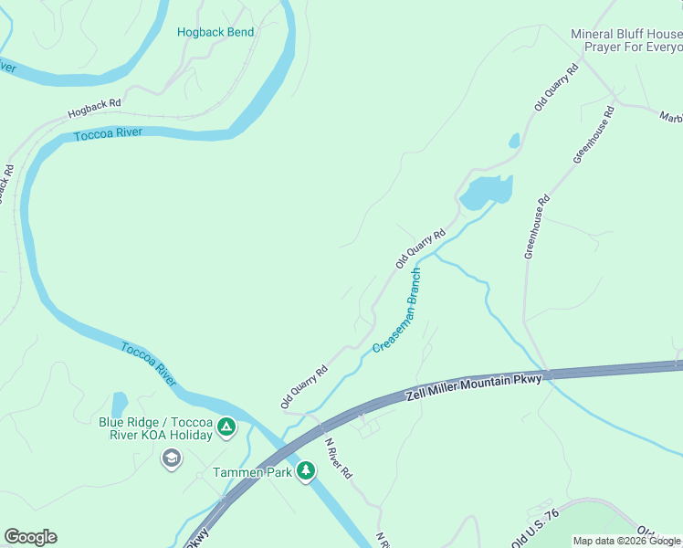 map of restaurants, bars, coffee shops, grocery stores, and more near 179 Deer Trail in Mineral Bluff
