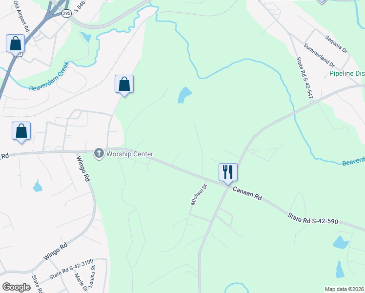 map of restaurants, bars, coffee shops, grocery stores, and more near 842 Canaan Rd in Roebuck