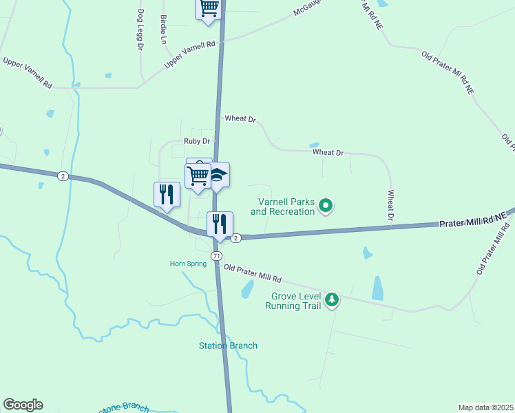 map of restaurants, bars, coffee shops, grocery stores, and more near 4421 Highway 2 in Dalton