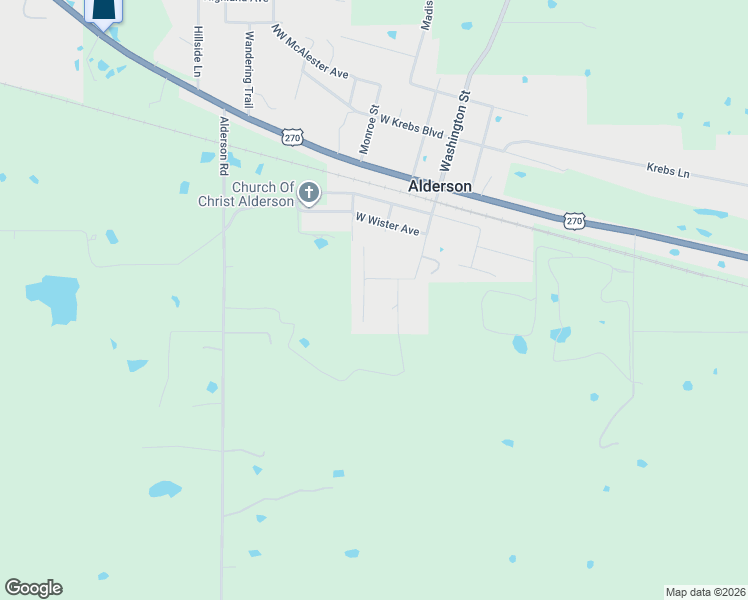 map of restaurants, bars, coffee shops, grocery stores, and more near 201-205 Monroe Avenue in McAlester
