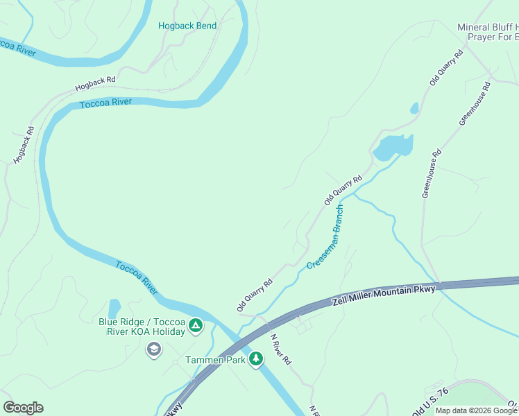 map of restaurants, bars, coffee shops, grocery stores, and more near 179 Deer Trail in Mineral Bluff