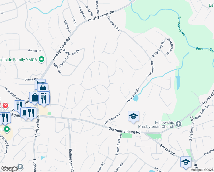 map of restaurants, bars, coffee shops, grocery stores, and more near 513 East Silverleaf Street in Greer