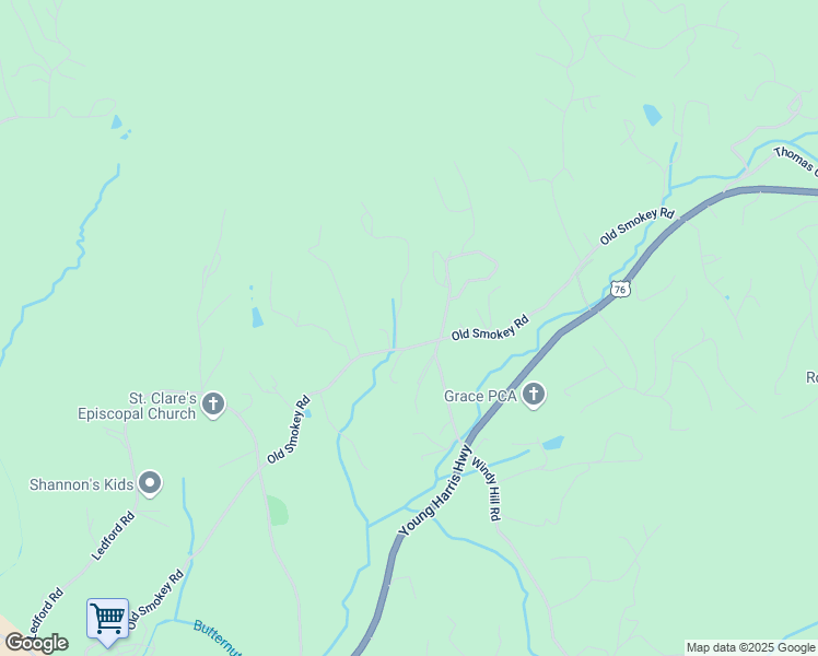 map of restaurants, bars, coffee shops, grocery stores, and more near 1257 Old Smokey Road in Blairsville
