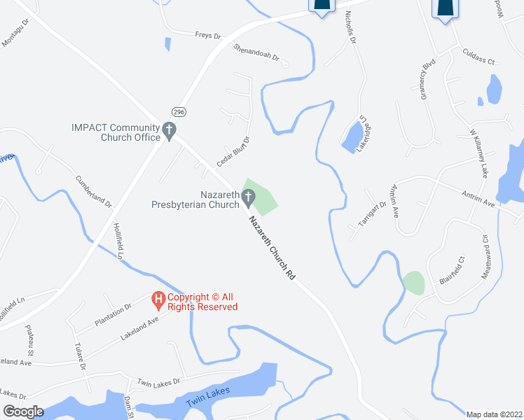 map of restaurants, bars, coffee shops, grocery stores, and more near 679 Nazareth Church Road in Moore