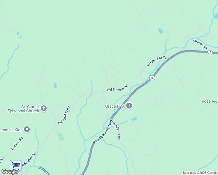 map of restaurants, bars, coffee shops, grocery stores, and more near 1365 Old Smokey Road in Blairsville