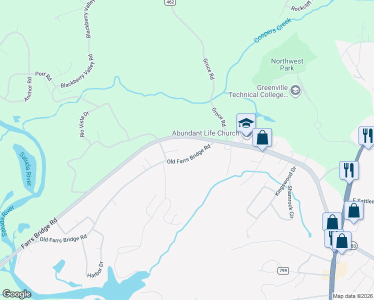 map of restaurants, bars, coffee shops, grocery stores, and more near 112 Saluda Ridge in Greenville
