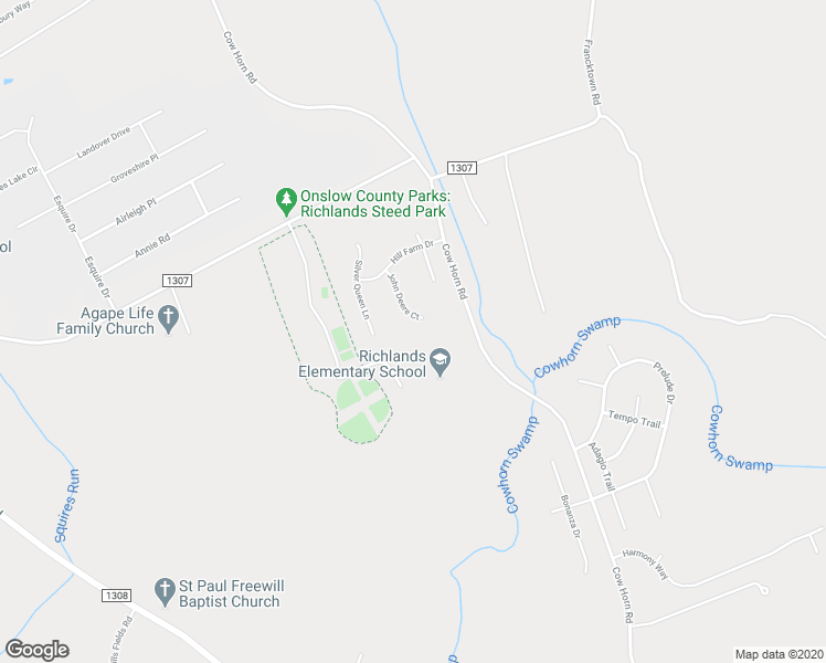 map of restaurants, bars, coffee shops, grocery stores, and more near 414 John Deere Court in Richlands