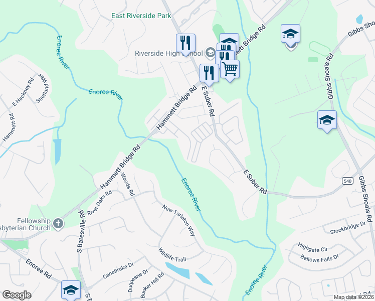 map of restaurants, bars, coffee shops, grocery stores, and more near 68 Hayfield Lane in Greer