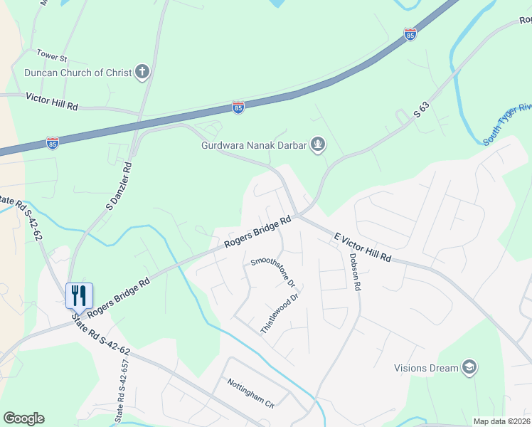 map of restaurants, bars, coffee shops, grocery stores, and more near 846 Rogers Bridge Road in Duncan