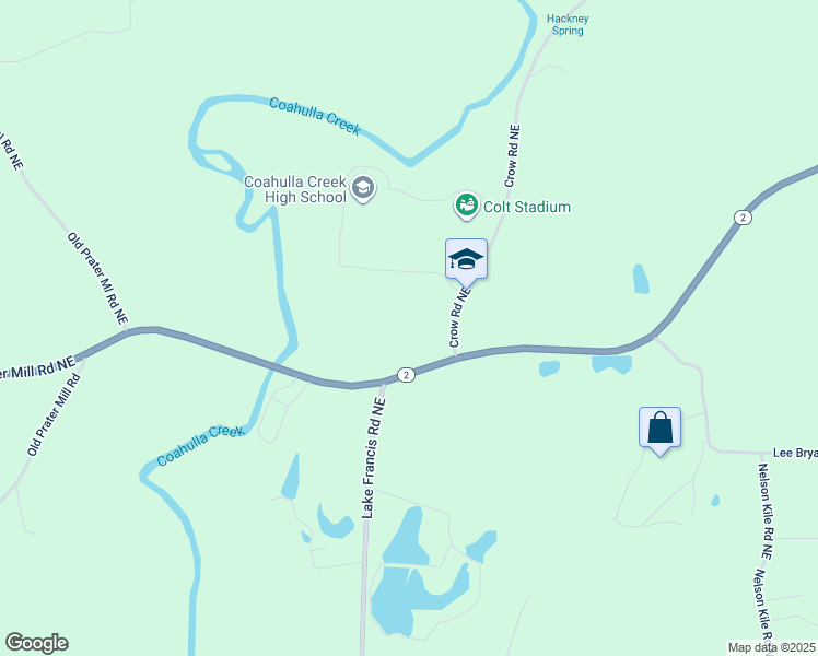 map of restaurants, bars, coffee shops, grocery stores, and more near 6133 Crow Road Northeast in Dalton