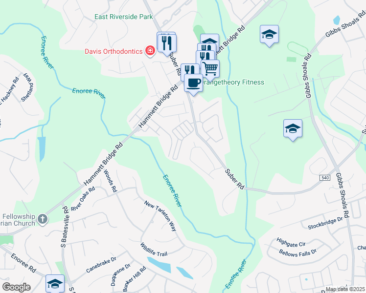 map of restaurants, bars, coffee shops, grocery stores, and more near 9 Enoreeview Drive in Greer