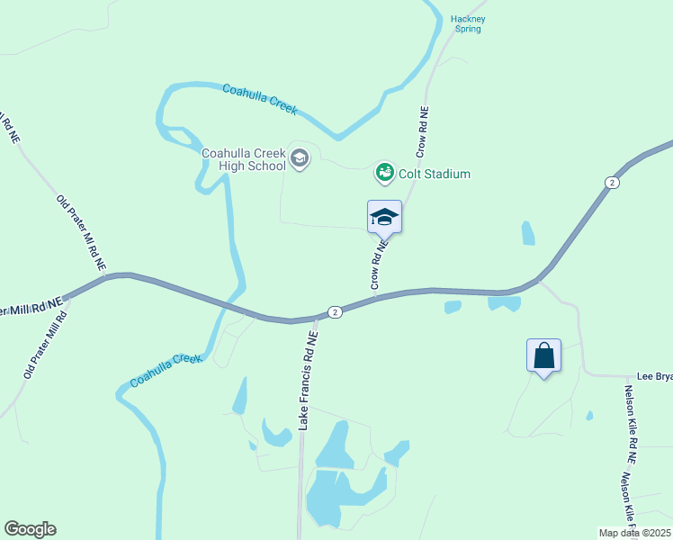 map of restaurants, bars, coffee shops, grocery stores, and more near 6133 Crow Road Northeast in Dalton