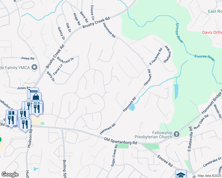 map of restaurants, bars, coffee shops, grocery stores, and more near 106 Firethorne Drive in Greer