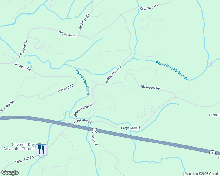 map of restaurants, bars, coffee shops, grocery stores, and more near 707 Hidden Valley Drive in Morganton