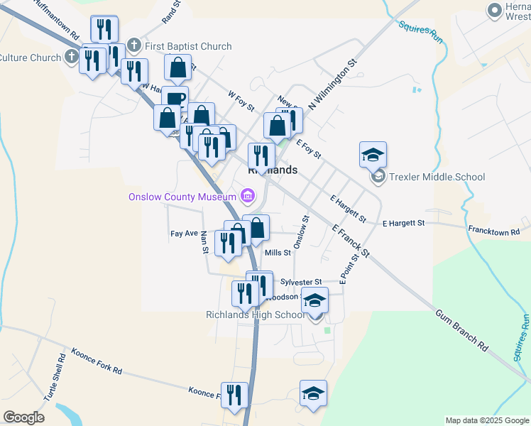 map of restaurants, bars, coffee shops, grocery stores, and more near 100B Wilmington Highway in Jacksonville