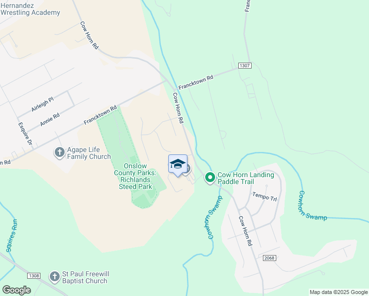 map of restaurants, bars, coffee shops, grocery stores, and more near 441 Cow Horn Road in Richlands