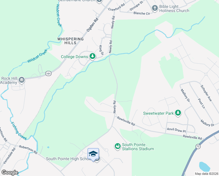 map of restaurants, bars, coffee shops, grocery stores, and more near 588 Neely Road in Rock Hill