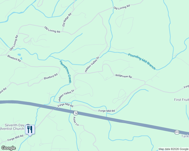 map of restaurants, bars, coffee shops, grocery stores, and more near 707 Hidden Valley Drive in Morganton