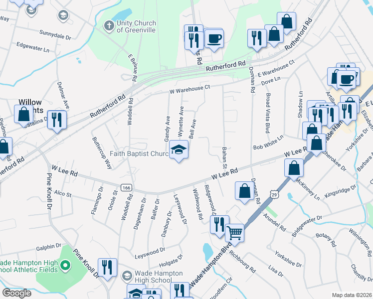 map of restaurants, bars, coffee shops, grocery stores, and more near 140 Bell Avenue in Taylors