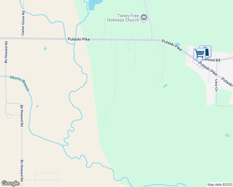 map of restaurants, bars, coffee shops, grocery stores, and more near 10137 Pulaski Pike in Toney