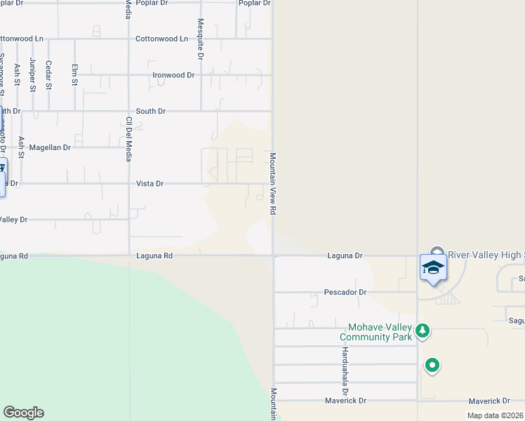 map of restaurants, bars, coffee shops, grocery stores, and more near 8923 Mountain View Road in Mohave Valley