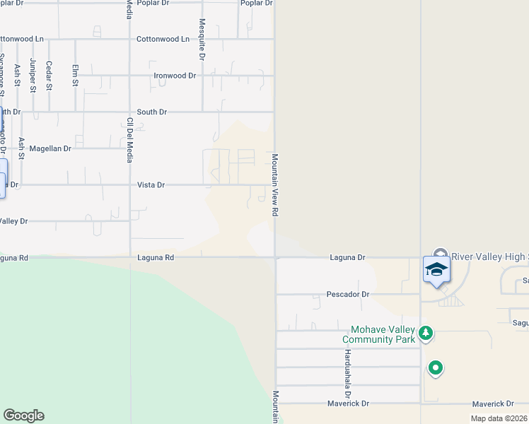 map of restaurants, bars, coffee shops, grocery stores, and more near 8923 Mountain View Road in Mohave Valley