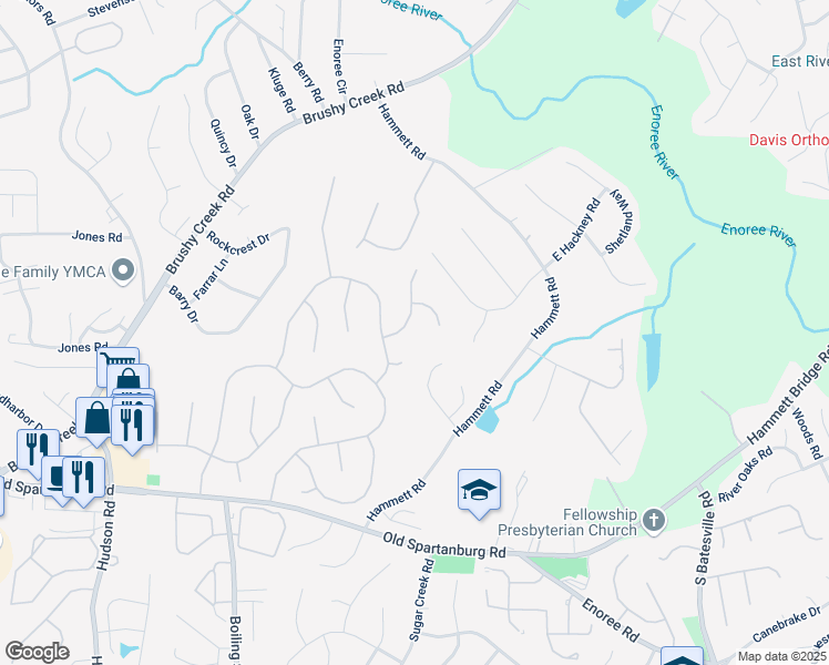 map of restaurants, bars, coffee shops, grocery stores, and more near 106 Firethorne Drive in Greer