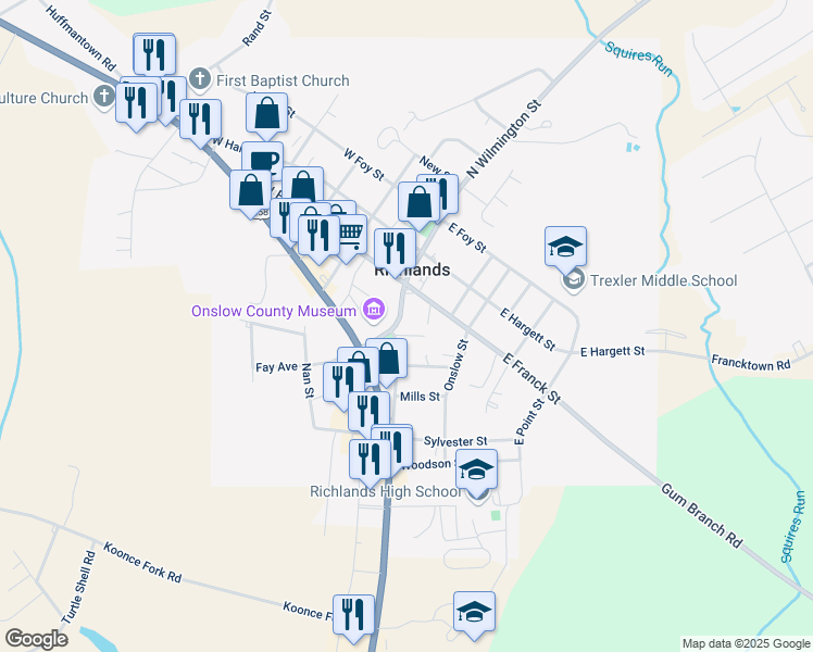 map of restaurants, bars, coffee shops, grocery stores, and more near 100B Wilmington Highway in Jacksonville