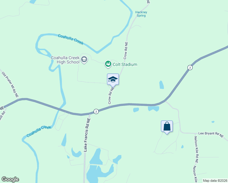 map of restaurants, bars, coffee shops, grocery stores, and more near 3114 Crow Road Northeast in Dalton