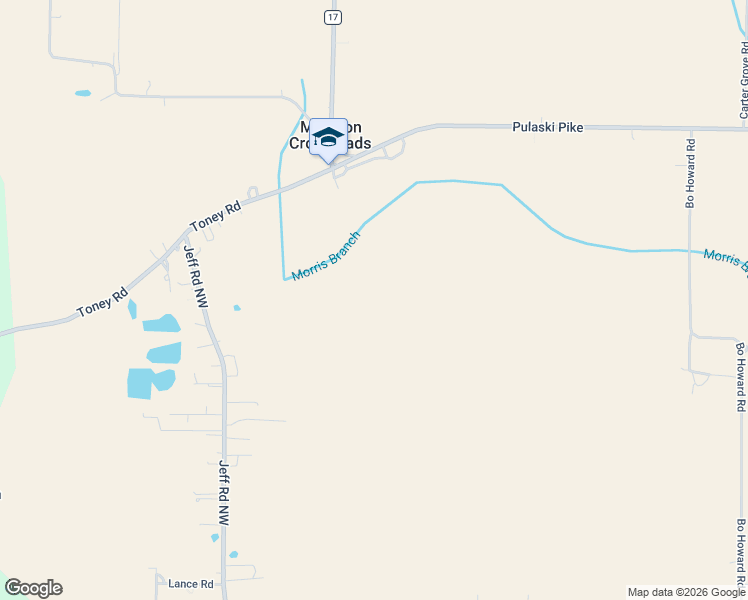 map of restaurants, bars, coffee shops, grocery stores, and more near 131 Toney Road in Toney