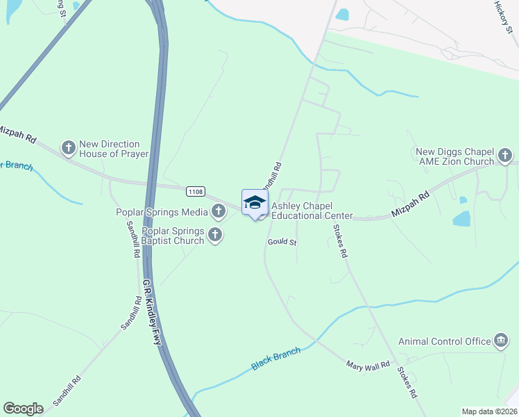 map of restaurants, bars, coffee shops, grocery stores, and more near 309 Mizpah Road in Rockingham