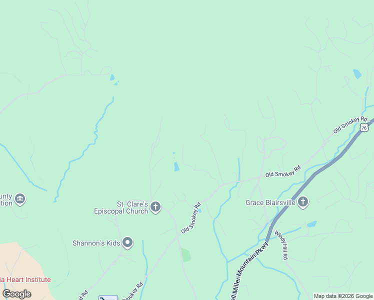 map of restaurants, bars, coffee shops, grocery stores, and more near 286 Jordan Road in Blairsville