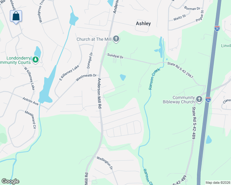map of restaurants, bars, coffee shops, grocery stores, and more near 4641 Anderson Mill Road in Moore