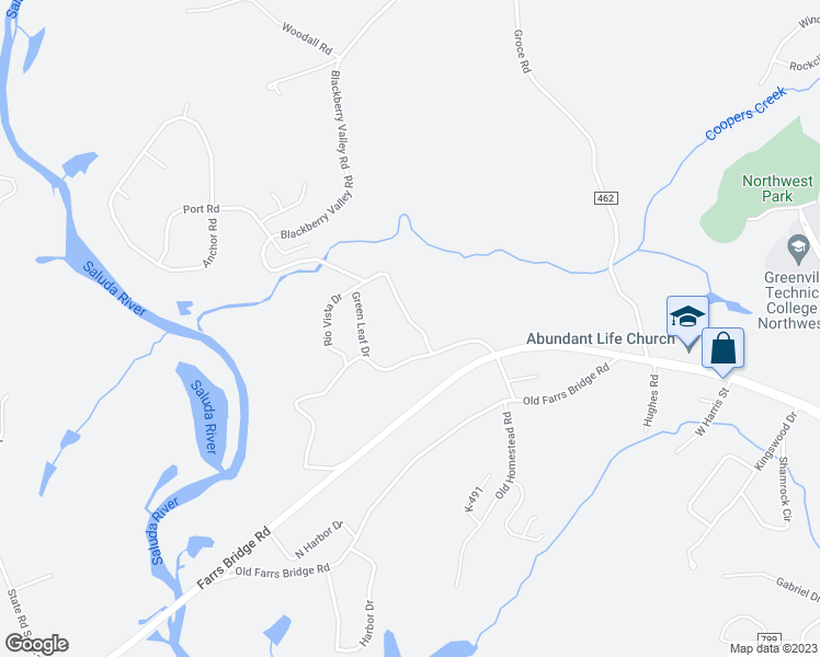 map of restaurants, bars, coffee shops, grocery stores, and more near 119 Blackberry Valley Road in Greenville