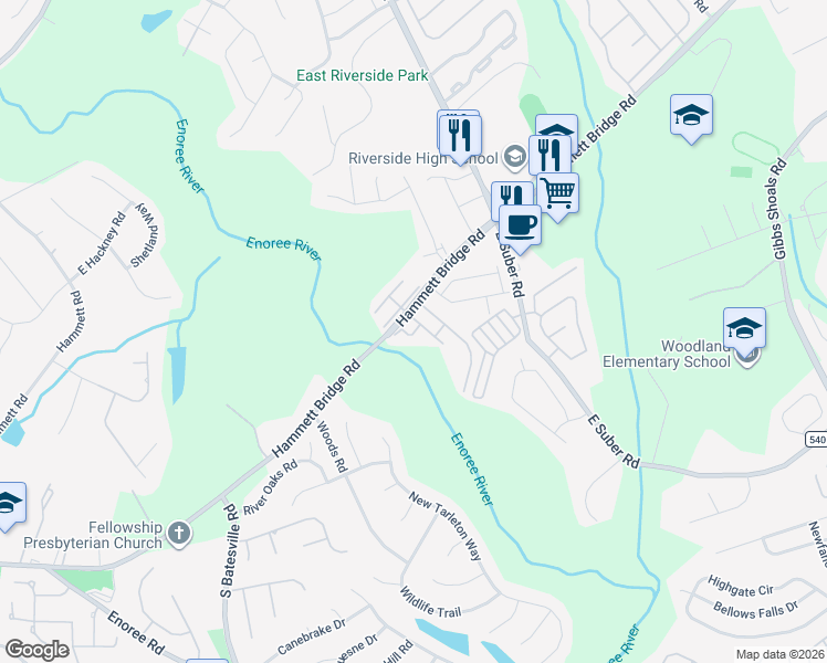 map of restaurants, bars, coffee shops, grocery stores, and more near 9 Allenwood Lane in Greer