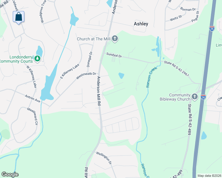 map of restaurants, bars, coffee shops, grocery stores, and more near 4641 Anderson Mill Road in Moore