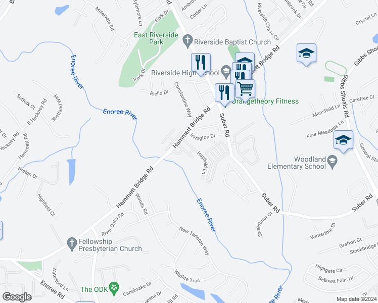 map of restaurants, bars, coffee shops, grocery stores, and more near 111 Hammett Grove Lane in Greer