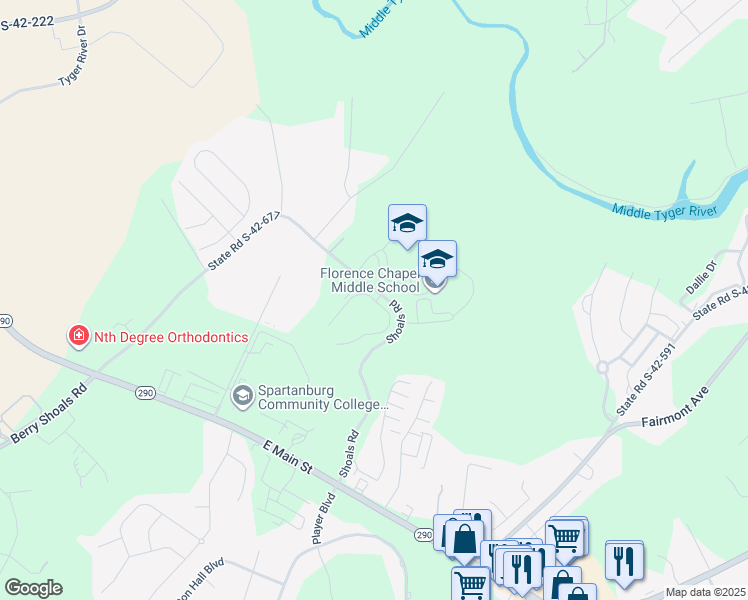 map of restaurants, bars, coffee shops, grocery stores, and more near 105 Churchill Falls Drive in Duncan